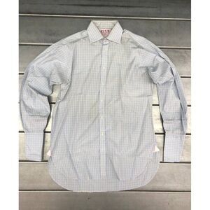 Thomas‎ Pink Superfine Two Fold French Cuff Dress Shirt Size 15 33 Blue Yellow
